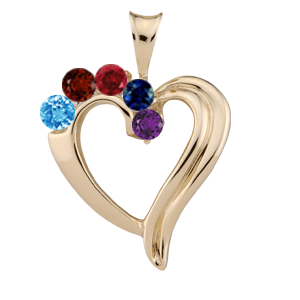 Birthstone Heart Necklace style 83 with 5 Stones