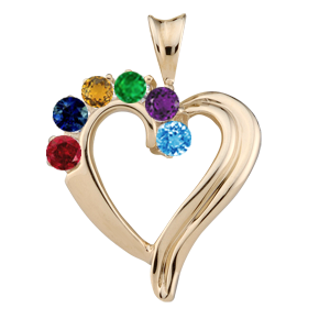 Birthstone Heart Necklace style 83 with 6 Stones