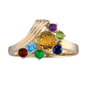 Mothers Ring style 11 Birthstone Ring with 5 Stones