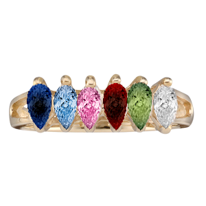 Mothers Ring Style 35 Birthstone Ring with 6 Stones