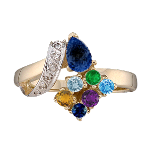Mothers Ring Style 12 Birthstone Ring with 7 Stones