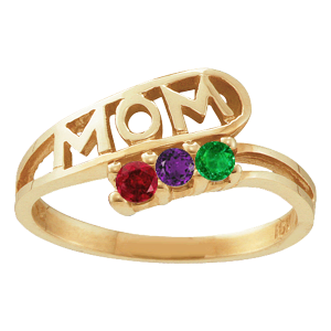 Mothers Ring Style 30 Mom Birthstone Ring with 3 Stones