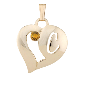 Birthstone Heart Necklace Style 173 with 1 Stone