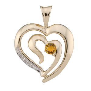 Birthstone Necklace Heart Style 174 with 1 Stone