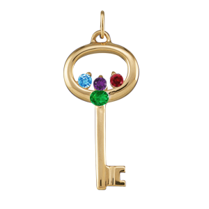 Birthstone Necklace Key Style 183 with 3 Stones