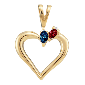 Birthstone Heart Necklace Style 87 with 2 Stones