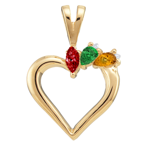 Birthstone Heart Necklace Style 87 with 3 Stones
