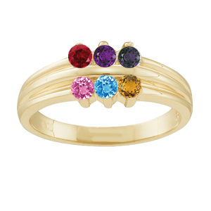 Mothers Ring Style 45 Birthstone Ring with 6 Stones