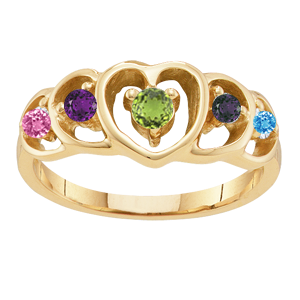 Mothers Ring Style 301 Heart Birthstone Ring with 5 Stones