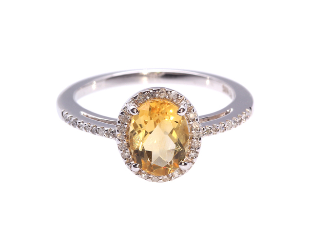 Citrine Diamond Ring