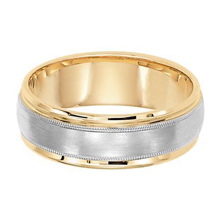 Polenza Gents Two-Tone Milgrain Accent Wedding Band