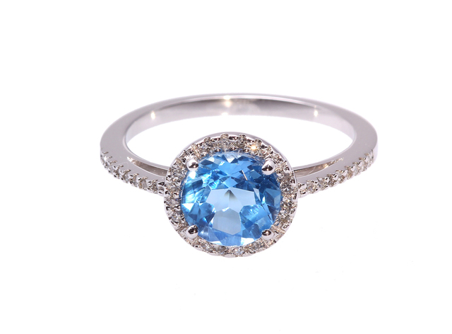 Blue Topaz Diamond Ring