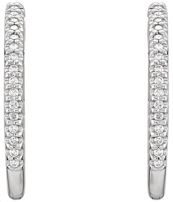 14kt White Gold 1/4 CTW Diamond Hinged Inside/Outside Hoop Earrings