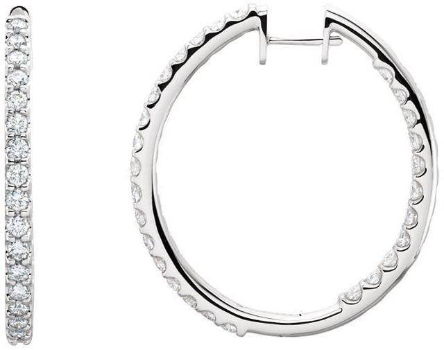 14kt White Gold 3 CTW Diamond Hinged Inside/Outside Hoop Earrings