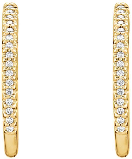 14kt Yellow Gold 1/4 CTW Diamond Hinged Inside/Outside Hoop Earrings
