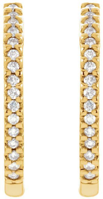 14kt Yellow Gold 1/2 CTW Diamond Hinged Inside/Outside Hoop Earrings