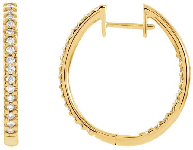 14kt Yellow Gold 3/4 CTW Diamond Hinged Inside/Outside Hoop Earrings