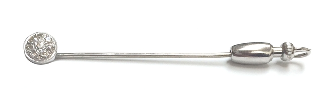 14K White Gold Diamond Stick Pin