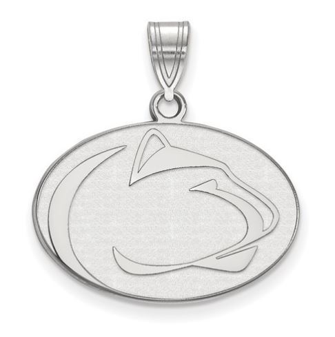 Penn State 10k White Gold Lion Head Pendant Medium