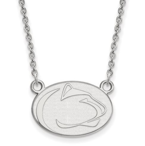 Penn State 10k White Gold Lion Head Necklace