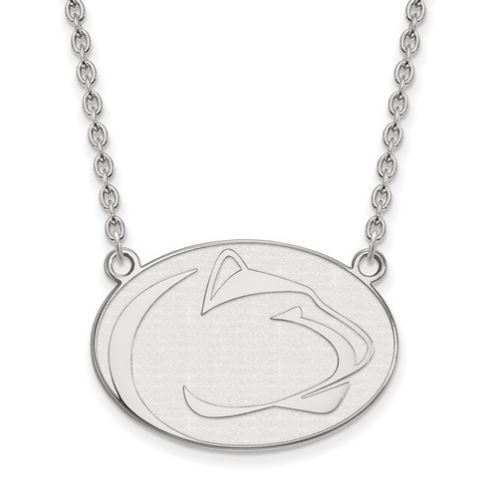 Penn State 10k White Gold Lion Head Necklace Large