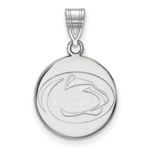 Penn State 10k White Gold Lion Head Disc Pendant Medium