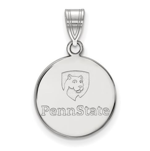 Penn State 10k White Gold Logo Disc Pendant Medium