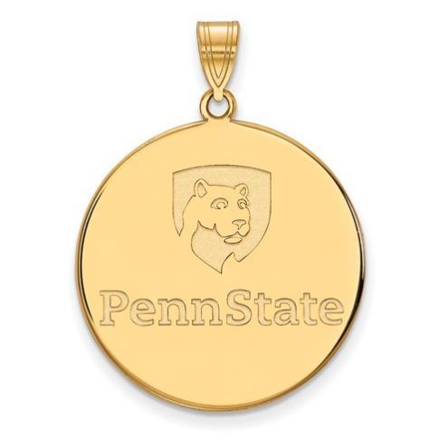 Penn State 10k Yellow Gold Logo Disc Pendant Extra Large