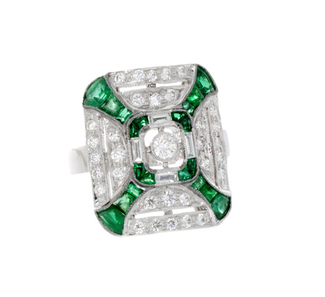 Emerald and Diamond Estate Ring