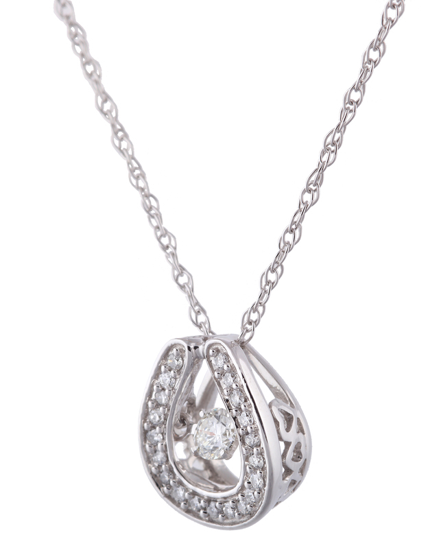 14K White Gold Dancing Diamond Pendant