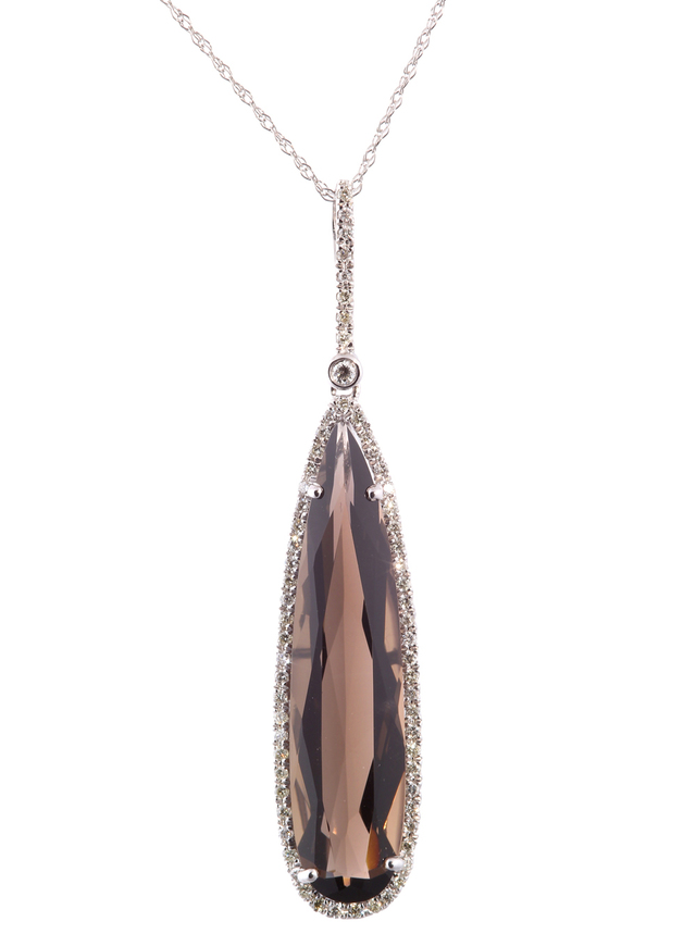 Smokey Quartz and Diamond Pendant