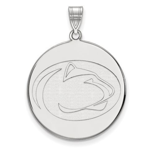 Penn State 14k White Gold Lion Head Disc Charm Extra Large