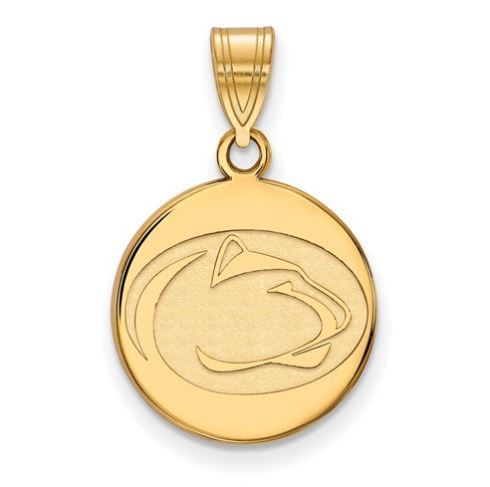 Penn State 14k Yellow Gold Lion Head Disc Pendant Medium