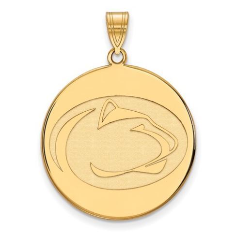 Penn State 14k Yellow Gold Lion Head Disc Pendant Extra Large