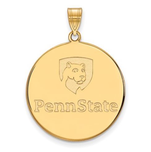 Penn State 14k Yellow Gold Logo Disc Pendant Extra Large