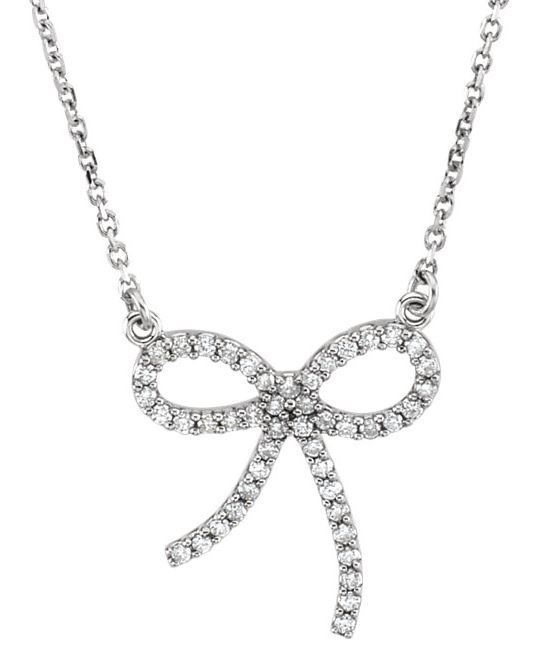 14kt White Gold 1/4 CTW Diamond Bow 16