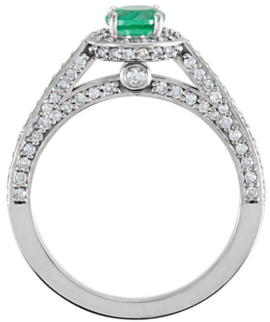 14kt White Gold Emerald & 5/8 CTW Diamond Ring
