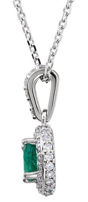 14kt White Gold Emerald & 1/4 CTW Diamond 18