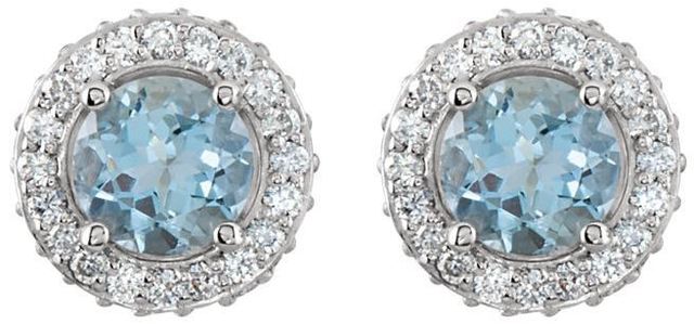 14kt White Gold Aquamarine & 3/8 CTW Diamond Earrings