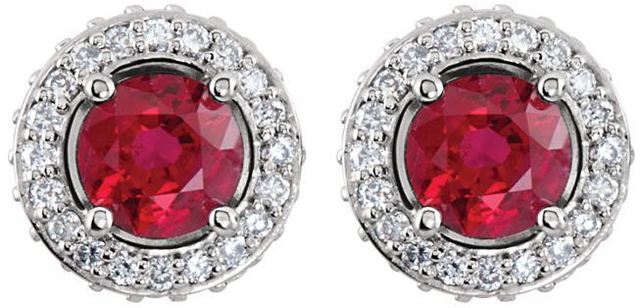14kt White Gold Ruby & 3/8 CTW Diamond Earrings