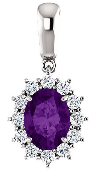 14kt White Gold Oval Pendant Mounting with Amethyst
