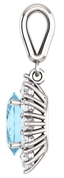14kt White Gold Oval Pendant Mounting with Aquamarine