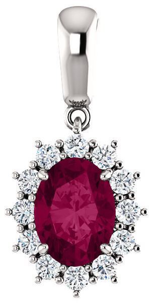 14kt White Gold Oval Pendant Mounting with Garnet