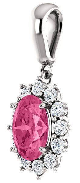 14kt White Gold Oval Pendant Mounting with Pink Tourmaline