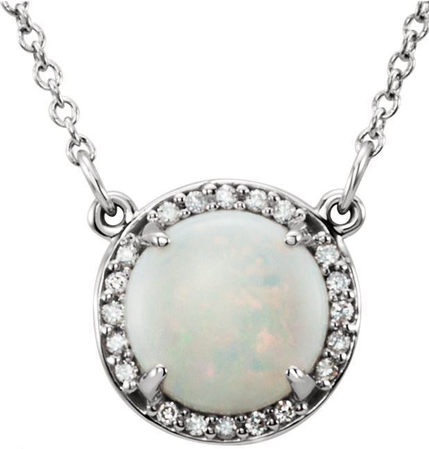 14kt White Gold Opal & .05 CTW Diamond 16