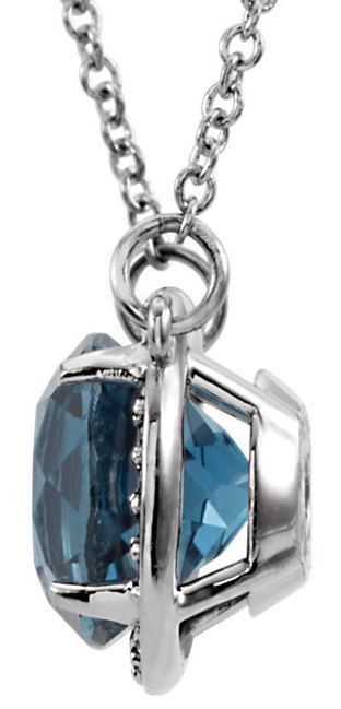 14kt White Gold London Blue Topaz & .05 CTW Diamond 16