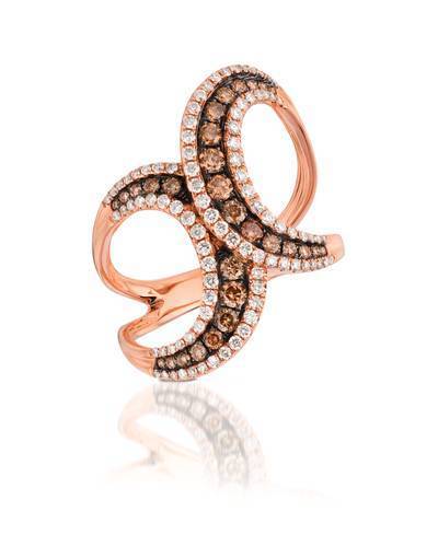 LeVian 14K Strawberry Gold&reg; Ring with Chocolate Diamonds&reg; 3/8 cttw and Vanilla Diamonds&reg; 3/8 cttw