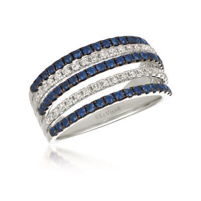 LeVian Blueberry Sapphire and Vanilla Diamond Five Row Band