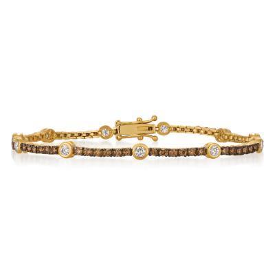 LeVian Chocolate and Vanilla Diamond Bracelet in Honey Gold