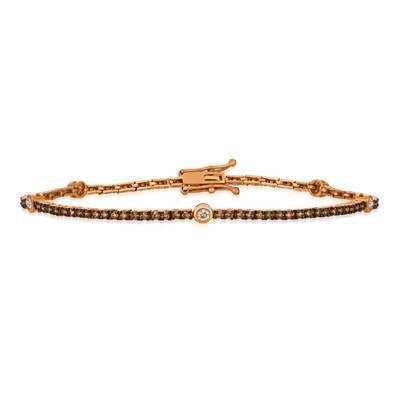 LeVian 14K Strawberry Gold&reg; Bracelet with Vanilla Diamonds&reg; 1/5 cttw, Chocolate Diamonds&reg; 1 cttw